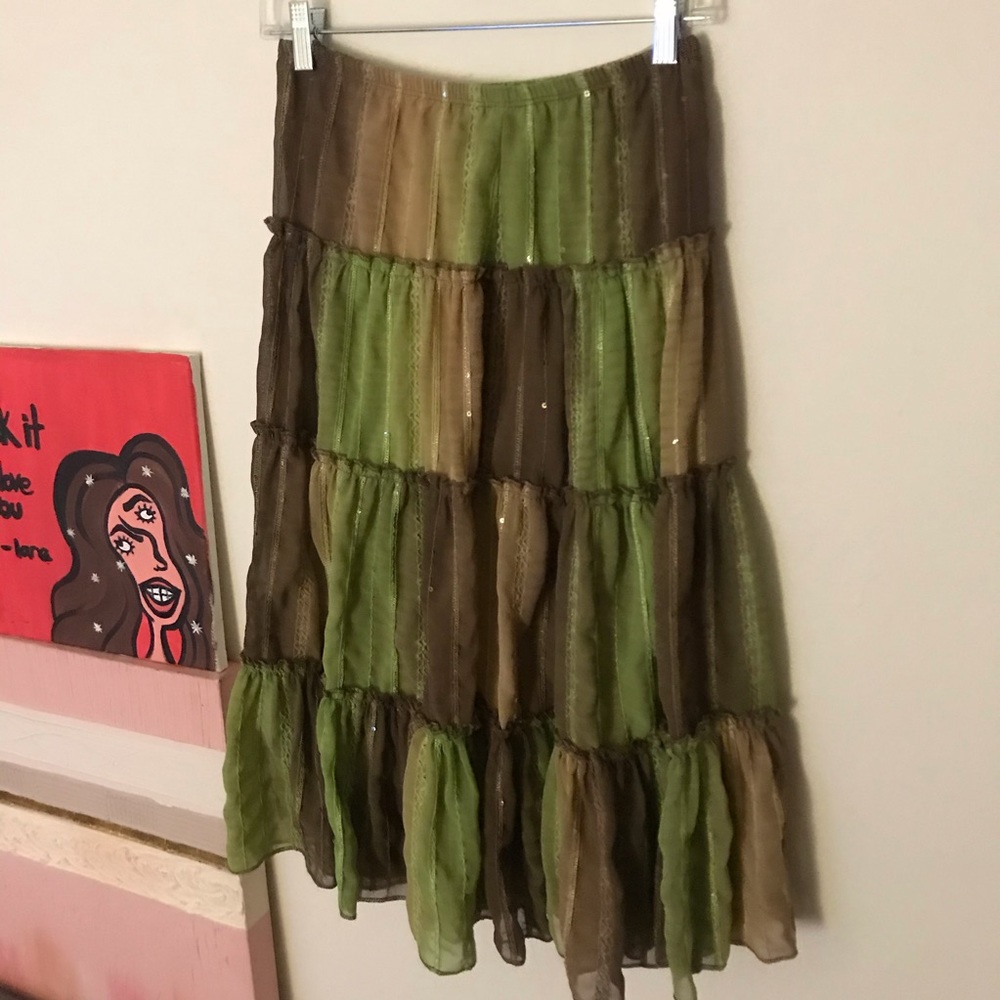 Fairy princess flowy green and brown skirt